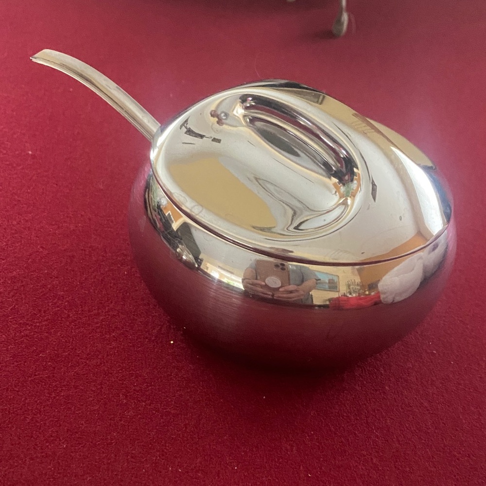 Stainless Steel Sugar Bowl with Lid and Spoon